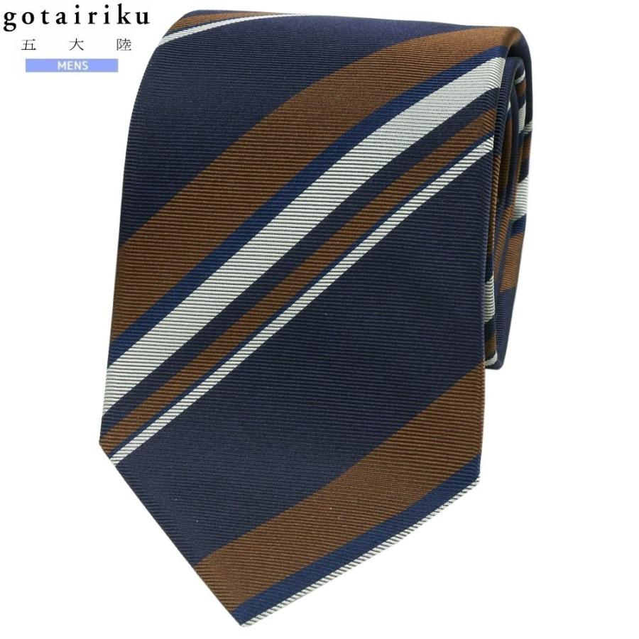 サンプル品 五大陸 ネクタイ gotairiku メンズ ブランド 日本製  FermoFossati レジメンタル シルク 紺 060325 送料無料 | gotairiku