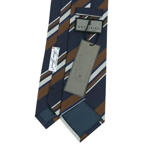 サンプル品 五大陸 ネクタイ gotairiku メンズ ブランド 日本製  FermoFossati レジメンタル シルク 紺 060325 送料無料 | gotairiku | 02