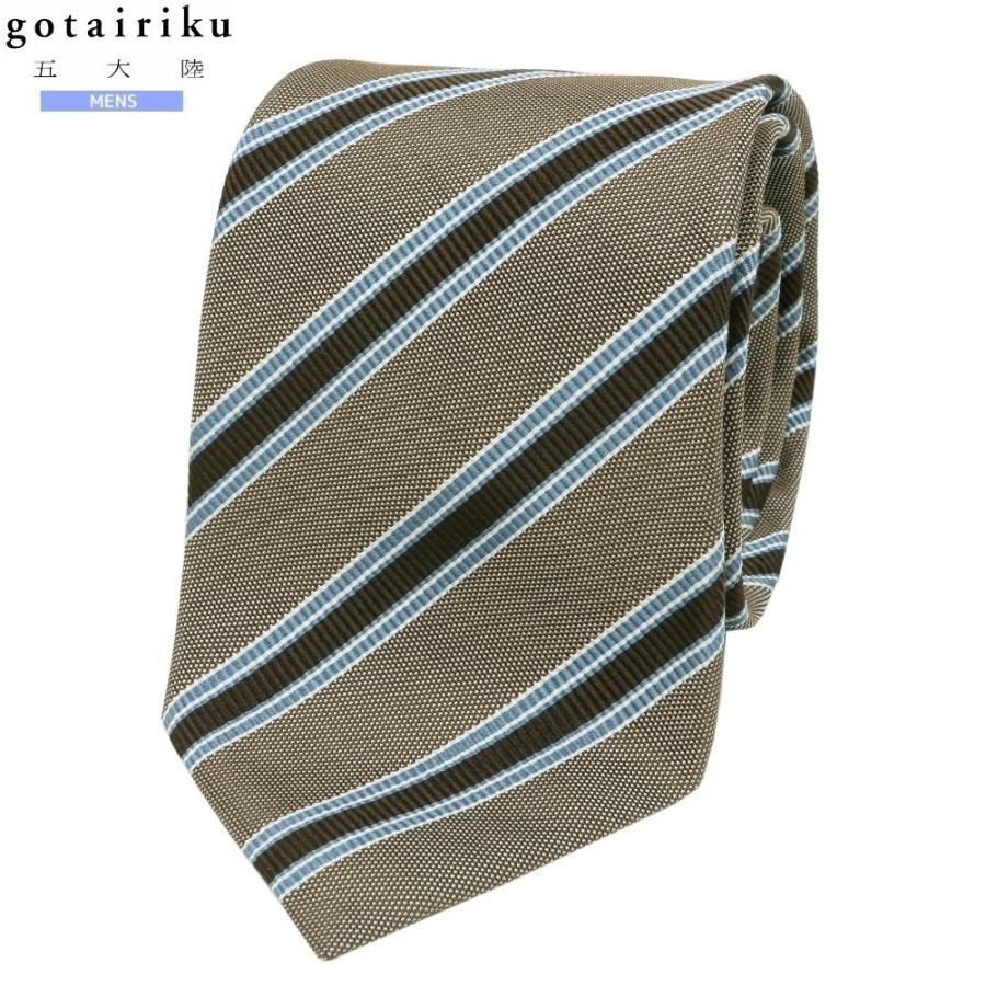 サンプル品 五大陸 ネクタイ gotairiku メンズ ブランド 日本製  FermoFossati レジメンタル シルクコットン ベージュ 060325 送料無料 | gotairiku