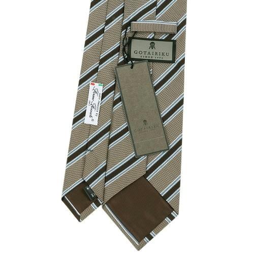 サンプル品 五大陸 ネクタイ gotairiku メンズ ブランド 日本製  FermoFossati レジメンタル シルクコットン ベージュ 060325 送料無料 | gotairiku | 02