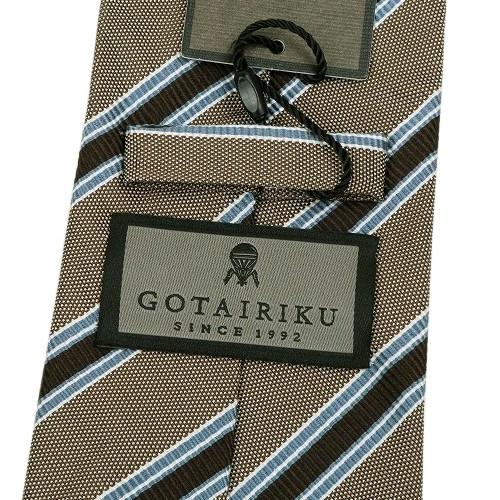 サンプル品 五大陸 ネクタイ gotairiku メンズ ブランド 日本製  FermoFossati レジメンタル シルクコットン ベージュ 060325 送料無料 | gotairiku | 04