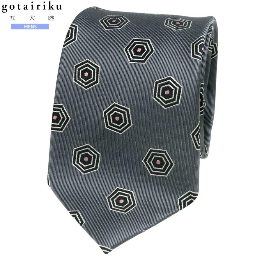 サンプル品 五大陸 ネクタイ gotairiku メンズ ブランド 日本製 ハンドメイド 小紋柄 シルク グレー 130325 送料無料 | gotairiku
