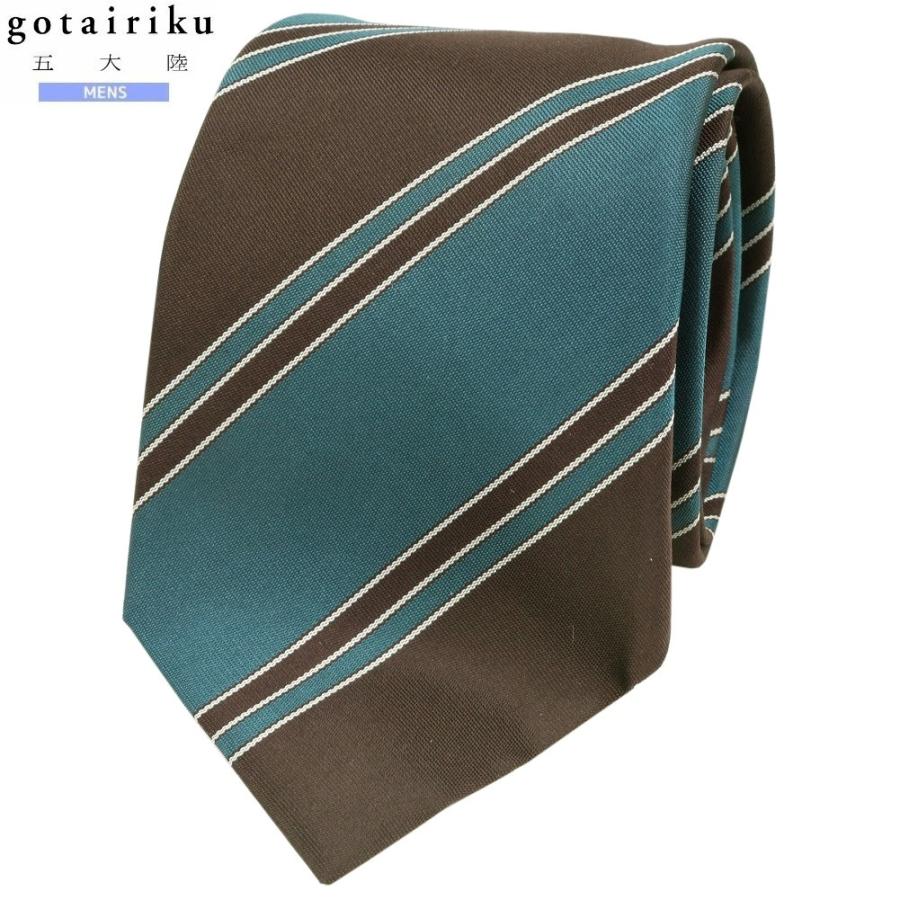 サンプル品 五大陸 ネクタイ gotairiku メンズ ブランド 日本製 ハンドメイド レジメンタル シルク 緑×茶 130325 送料無料 | gotairiku