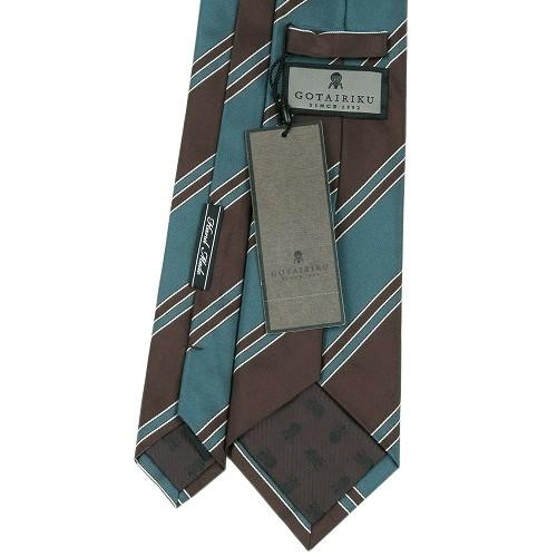 サンプル品 五大陸 ネクタイ gotairiku メンズ ブランド 日本製 ハンドメイド レジメンタル シルク 緑×茶 130325 送料無料 | gotairiku | 02
