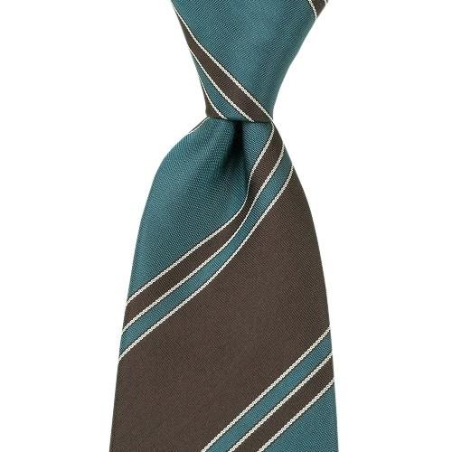 サンプル品 五大陸 ネクタイ gotairiku メンズ ブランド 日本製 ハンドメイド レジメンタル シルク 緑×茶 130325 送料無料 | gotairiku | 03