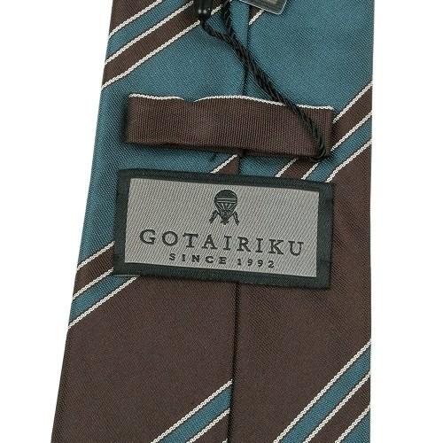 サンプル品 五大陸 ネクタイ gotairiku メンズ ブランド 日本製 ハンドメイド レジメンタル シルク 緑×茶 130325 送料無料 | gotairiku | 04