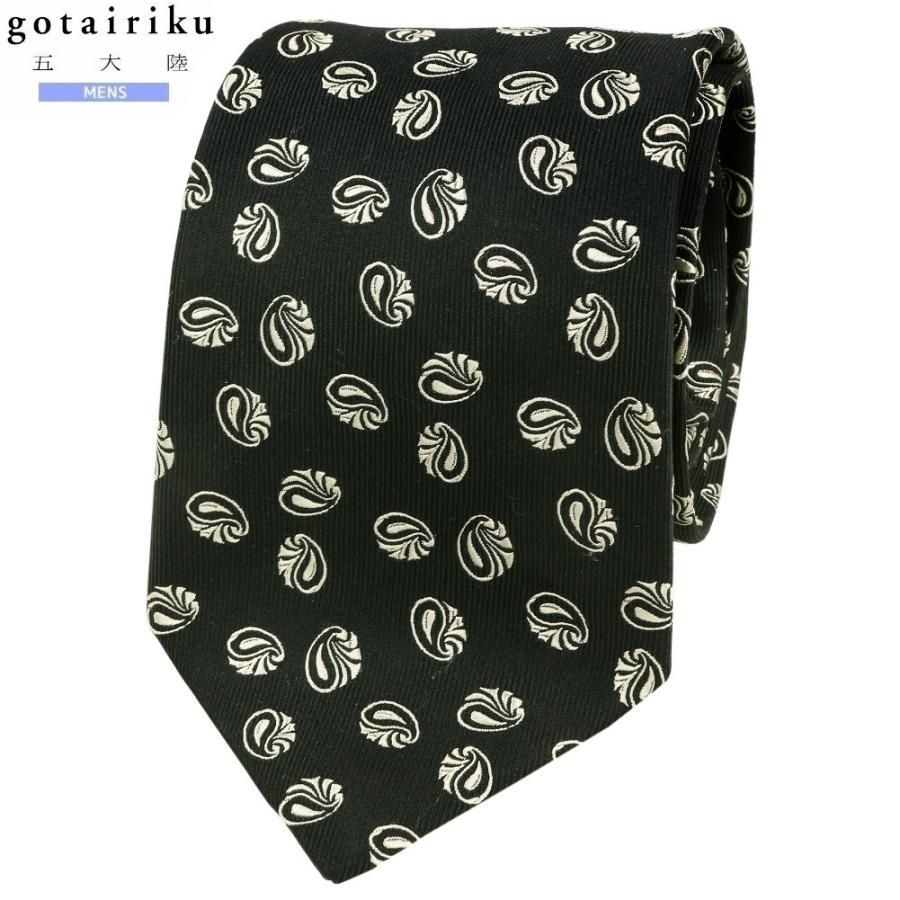 五大陸 ネクタイ gotairiku 50%OFF メンズ ブランド 日本製 ハンドメイド 京都西陣 ミニペイズリー シルク 黒 130325 送料無料 | gotairiku