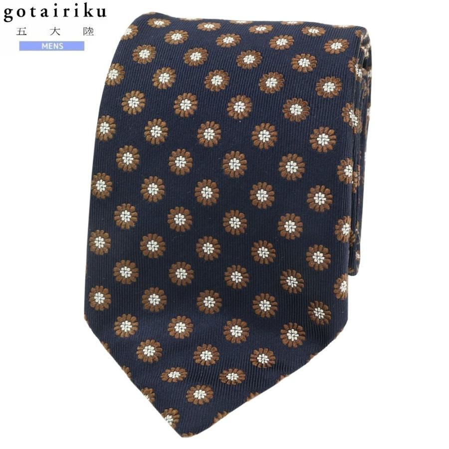 五大陸 ネクタイ gotairiku 50%OFF メンズ ブランド 日本製 ハンドメイド 京都西陣 小花柄 シルク 紺 130325 送料無料 | gotairiku