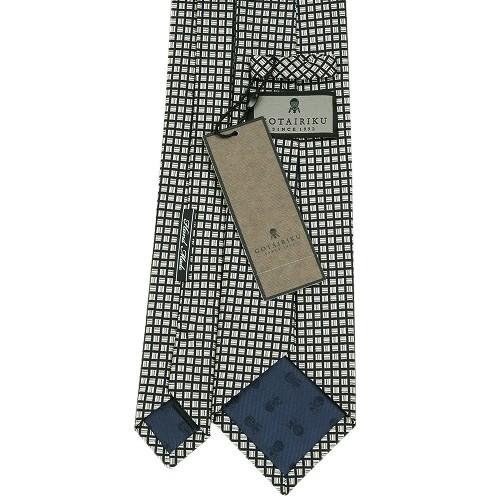 五大陸 ネクタイ gotairiku 50%OFF メンズ ブランド 日本製 ハンドメイド 京都西陣 市松模様 シルク ベージュ×紺 130325 送料無料 | gotairiku | 02