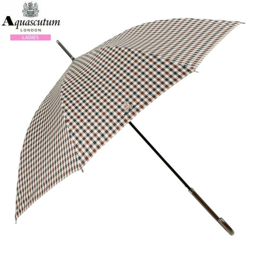 Aquascutum 耐風傘 60cm ベージュ チェック Aquascutum（アクアスキュータム） 長傘 Aquascutum 10%OFF レディース
