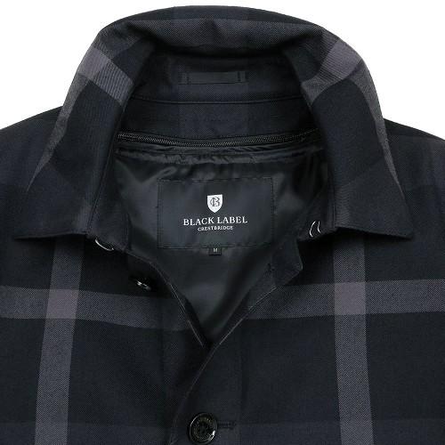 ブラックレーベル ステンカラーコート BLACK LABEL CRESTBRIDGE 25%OFF メンズ ブランド ライナー付き テクニカルウール クレストブリッジチェック 黒 2711BEの画像