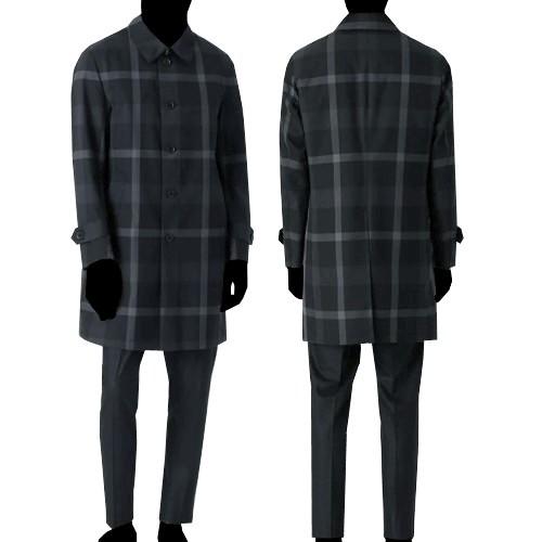 ブラックレーベル ステンカラーコート BLACK LABEL CRESTBRIDGE 25%OFF メンズ ブランド ライナー付き テクニカルウール クレストブリッジチェック 黒 2711BEの画像