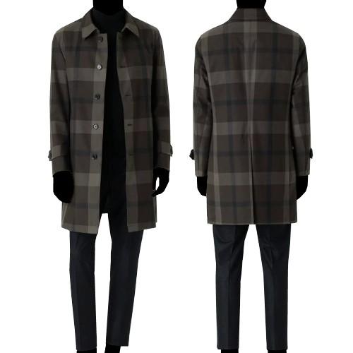 ブラックレーベル ステンカラーコート BLACK LABEL CRESTBRIDGE 30%OFF メンズ ブランド ライナー付き テクニカルウール クレストブリッジチェック 茶 2711BEの画像