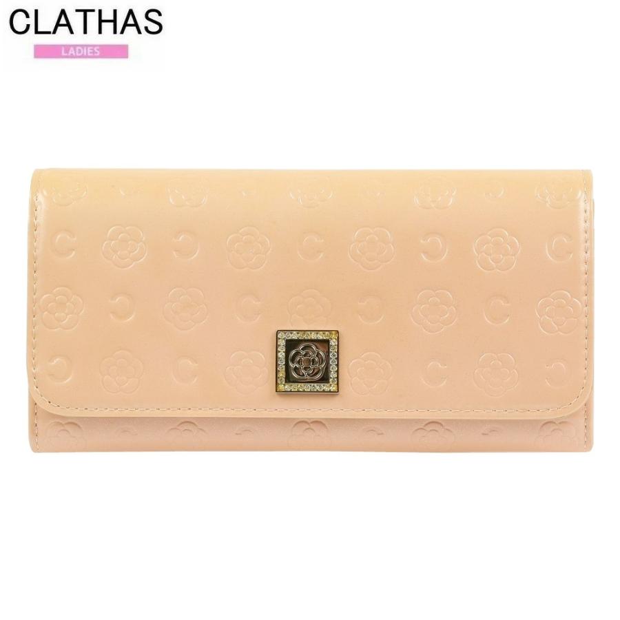 【新品未使用】クレイサス　長財布　ベージュゴールド　カメリア　ビジュー　ベティ CLATHAS（クレイサス） 訳あり商品 長財布 レディース ブランド 本革
