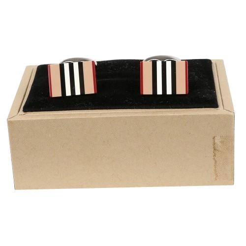 難あり未使用品 バーバリー メンズ ブランド カフスボタン BURBERRY VINTAGE-CHECK-STRIPE ベージュ 180424 送料無料
