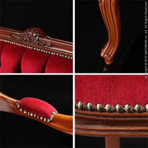 イタリア 家具 ヴェローナクラシック アームチェア-モケットレッド（2