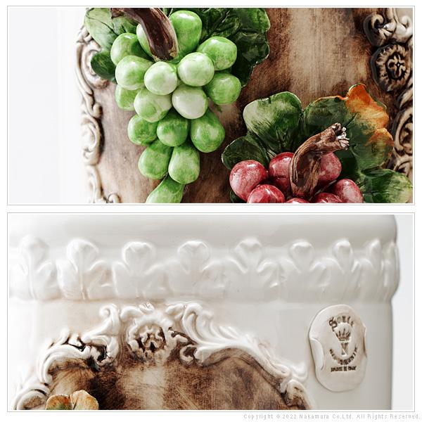 アンティーク調 イタリア製 イタリア家具 輸入家具 ヴェローナクラシック 陶製 傘立て ブドウ 葡萄 フルーツ かさ立て ホワイト 白 エレガント 高級感 大き目 | ブランド登録なし | 03