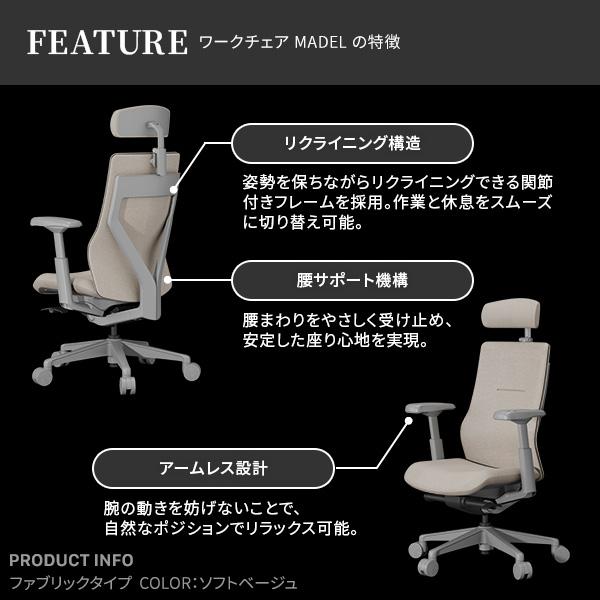 チェア オフィスチェア BlueValley MADEL ワークチェア ファブリックタイプ 腰サポート リクライニング アームレスト ヘッドレスト 長時間快適 ランバーサポート | EQUALS | 07