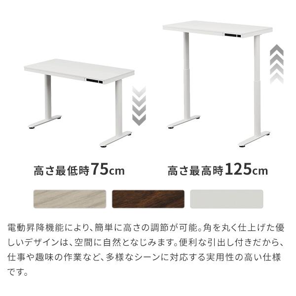 デスク 電動昇降デスク テーブル 幅120cm オフィスデスク 電動昇降テーブル 電動机 高さメモリー機能 高さ調整 USB付き 収納 おしゃれ  スタンディングデスク | EQUALS | 04