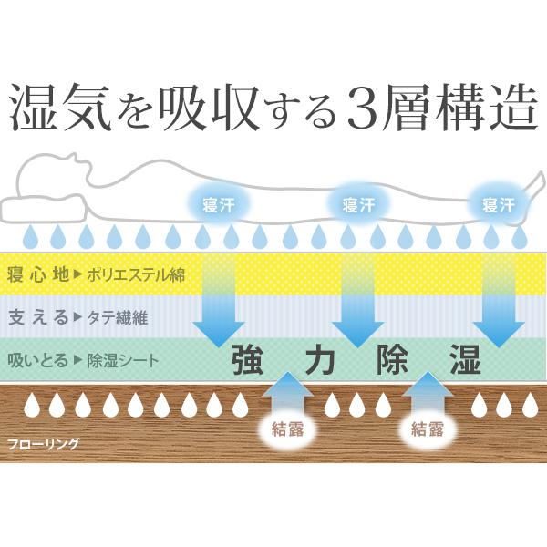 敷き布団 セミダブル 除湿 吸湿する1枚で寝られるオールインワン敷布団 カラリフトン 敷布団 洗える 三つ折り 除湿シート 魔法の敷きふとん | ブランド登録なし | 03