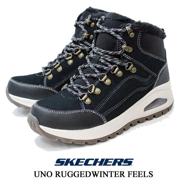 スケッチャーズ レディース スニーカー ブーツ SKECHERS UNO RUGGED WINTER FEELS ウィート ブラック 155224 WTN BK ショートブーツ 靴｜fg-store｜03