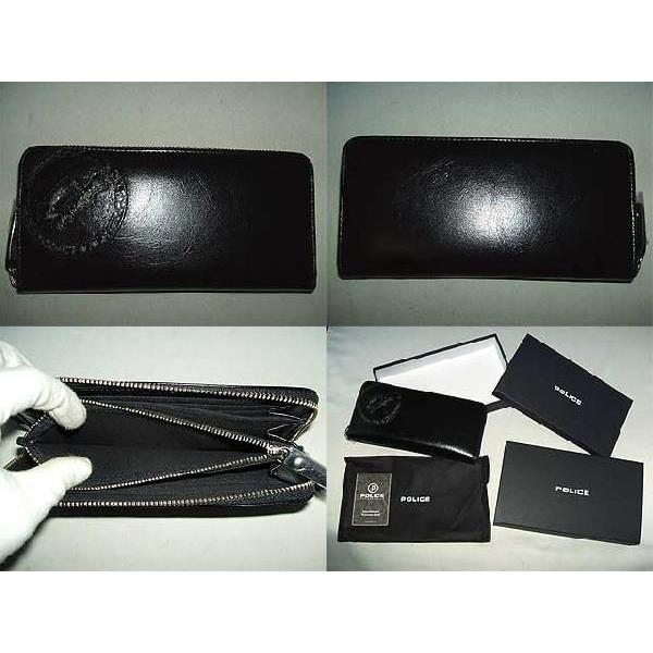 POLICE（ポリス） スムース牛革＆パイソン型押し ラウンドファスナー式