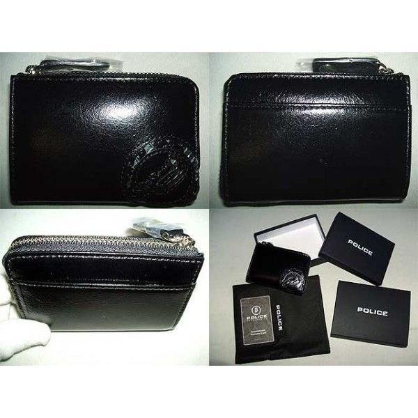 POLICE（ポリス） スムース牛革＆パイソン型押し ラウンドファスナー式