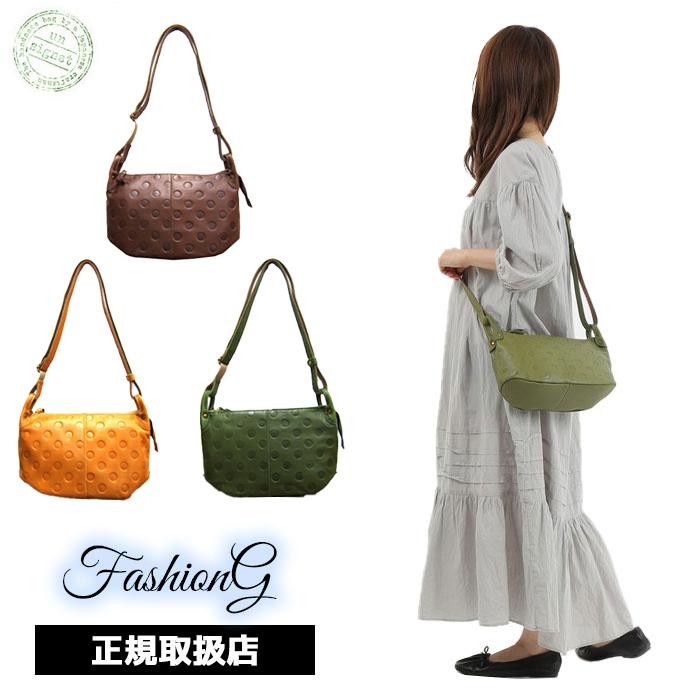 unsignet アンシグネ 55211 ドット柄ショルダーバッグ un signet（アンシグネ） un signet 55211 日本製 カウレザードット柄