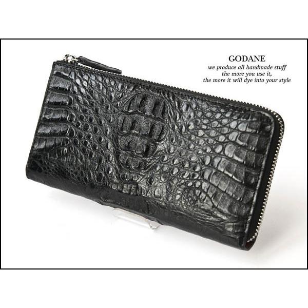 ゴダン GODANE Njcw8093cp Black カイマンクロコ ラウンド長財布