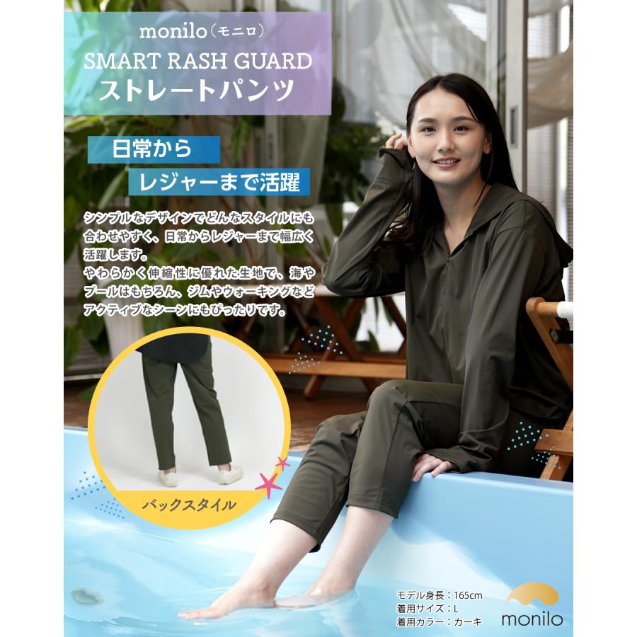 ラッシュガード レディース ストレートパンツ 接触冷感 UVカット率99.9％以上 UPF50+ 洗濯可 体型カバー monilo モニロ ...
