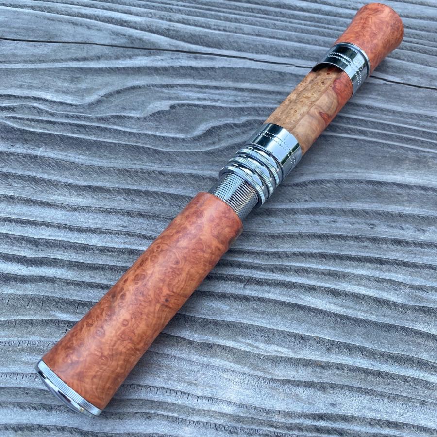 K01 FHF ロッドグリップ スピニング用 写真が現物 上杢花梨紅白