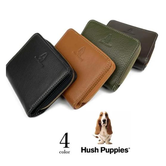 Hush Puppies ハッシュパピー リアルレザー バイカラー 二つ折り財布 ウォレット 本革 ギフト プレゼント 祝い 30代 40代