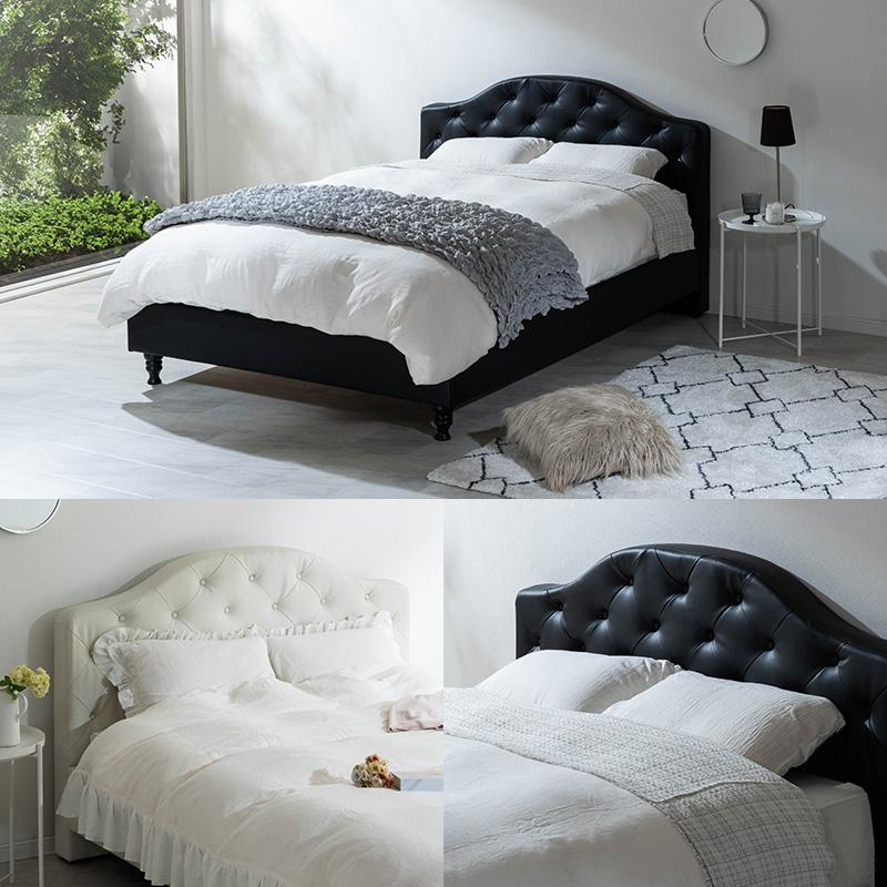 MINT ベッド レザー調ベッド 姫系ベッド マットレス付 ボンネルコイル