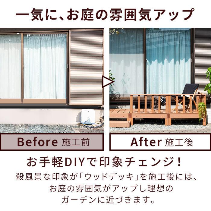ウッドデッキ 7点セット デッキ 縁台 フェンス ステップ セット 人工木 ガーデン 庭 縁側 屋外 ベランダ DIYの画像