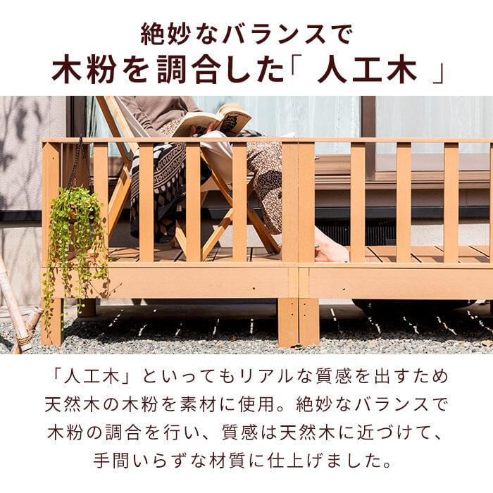 ウッドデッキ 7点セット デッキ 縁台 フェンス ステップ セット 人工木 ガーデン 庭 縁側 屋外 ベランダ DIYの画像