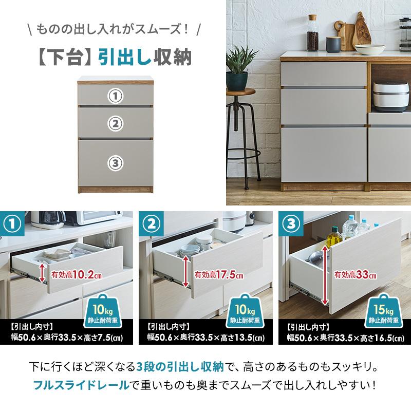 MINT 新商品 キッチンカウンター 幅180cm ロータイプ 引出し+開き戸+