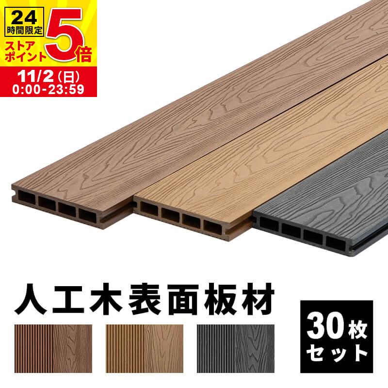 【30枚セット】 床板 デッキ用 表面板材 床材 樹脂 200×14.5cm 人工木デッキ ウッドデッキ DIY 人工木 キット ガーデンデッキ ステージ 組立 組み立て 水洗い の商品画像