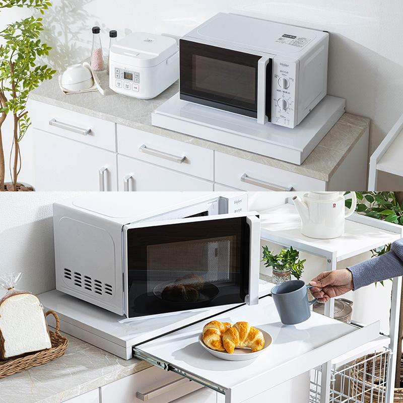 レンジ台 スライドテーブル レンジ下 収納 引き出し レンジ下トレー スライドトレー キッチン トースター オーブン ラック ホワイト 完成品 | MINT（家具、インテリア） | 04