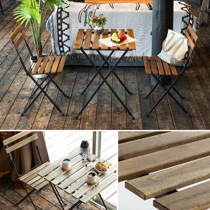 折りたたみ ガーデンセット ガーデンテーブル セット 3点セット 折りたたみ 折り畳み ガーデン ベランダ バルコニー 椅子 チェア おしゃれ カフェ風 ホテル 庭 | MINT（家具、インテリア） | 05