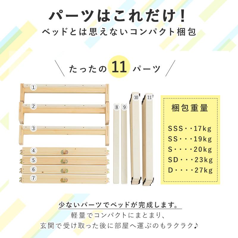 すのこベッド ベッド セミシングル 頑丈 すのこ ベッドフレーム ヘッドレス 工具不要 組み立て 簡単 スノコベッド パイン材 白 ホワイト シンプル 天然木 | MINT（家具、インテリア） | 05