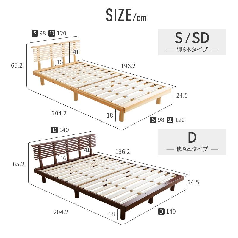 シングル ベッド 天然パイン材 すのこベッド 2口コンセント付き 宮付き｜fi-mint｜19