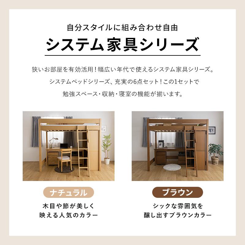 MINT 天然木無垢システム家具6点セット ロフトベッド デスク幅155