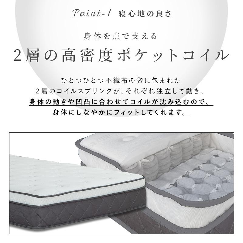 ポケットコイル マットレス ダブル プレミアム 2層構造 高密度コイル