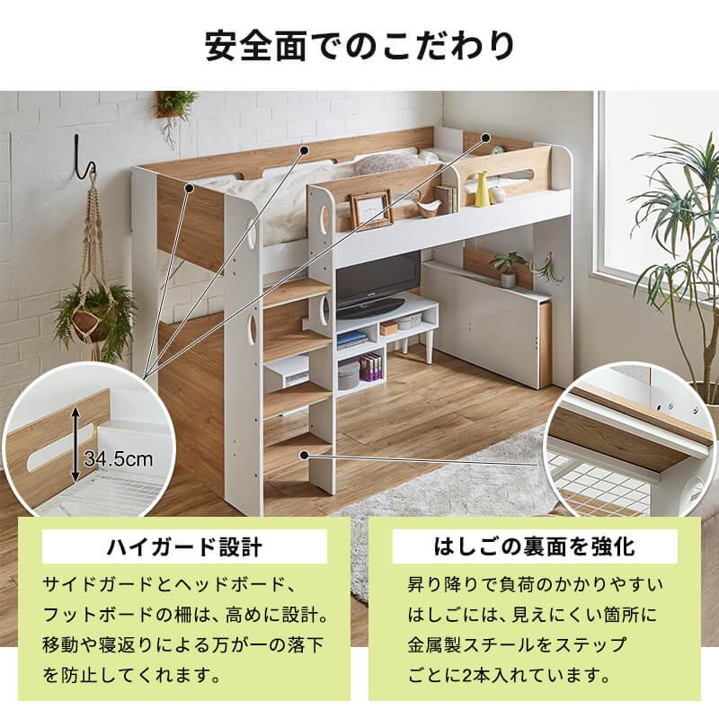 ロフトベット＋マットレス MINT ロフトベッド シングル ロフト ベッド マットレス付き ウレタン