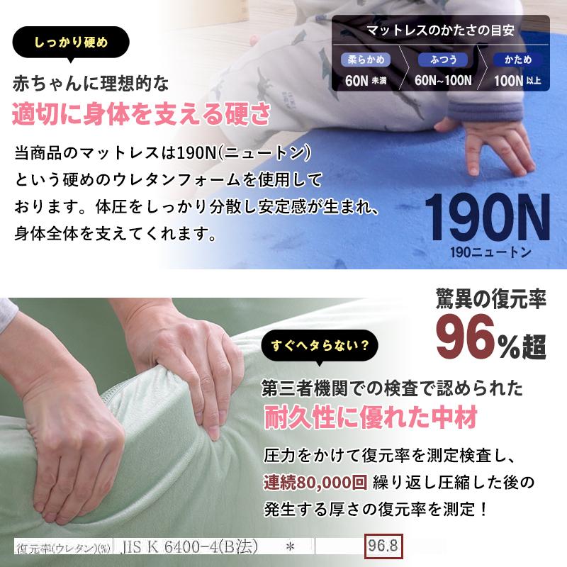 ベビーマットレス ベビーベッド 赤ちゃん ベビー 洗える マットレス 二つ折り 2つ折り 高反発 持ち運び 軽量 コンパクト 厚さ6cm 敷布団 敷き布団 保育園 幼稚園 | MINT（家具、インテリア） | 12