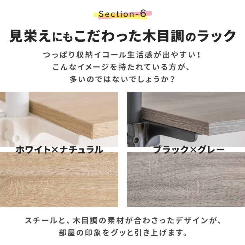 MINT つっぱり オープンラック 棚 収納 ラック 5段 木製 90cm つっぱり