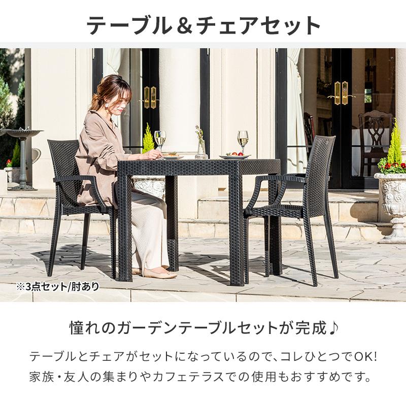 MINT ガーデンテーブル チェア セット 3点セット 幅80cm テーブル 肘
