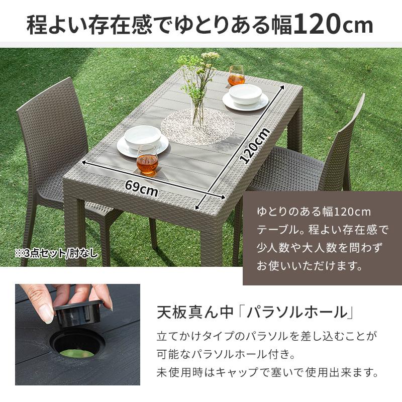 MINT ガーデンテーブルセット チェア セット 3点セット 幅120テーブル