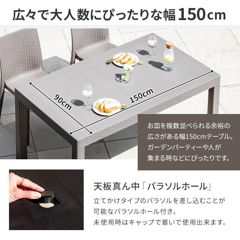 ガーデンテーブルとチェアセット ラタン調 ガーデン テーブル チェア 5点セット 幅150cm ガーデン