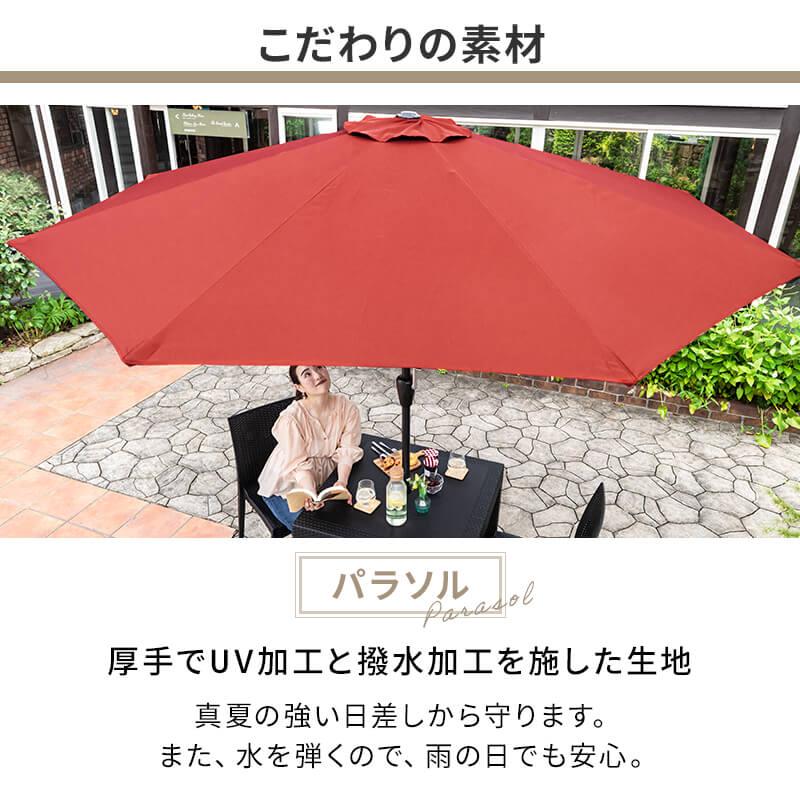 MINT ガーデンテーブルセット チェア パラソル セット 5点セット 幅80